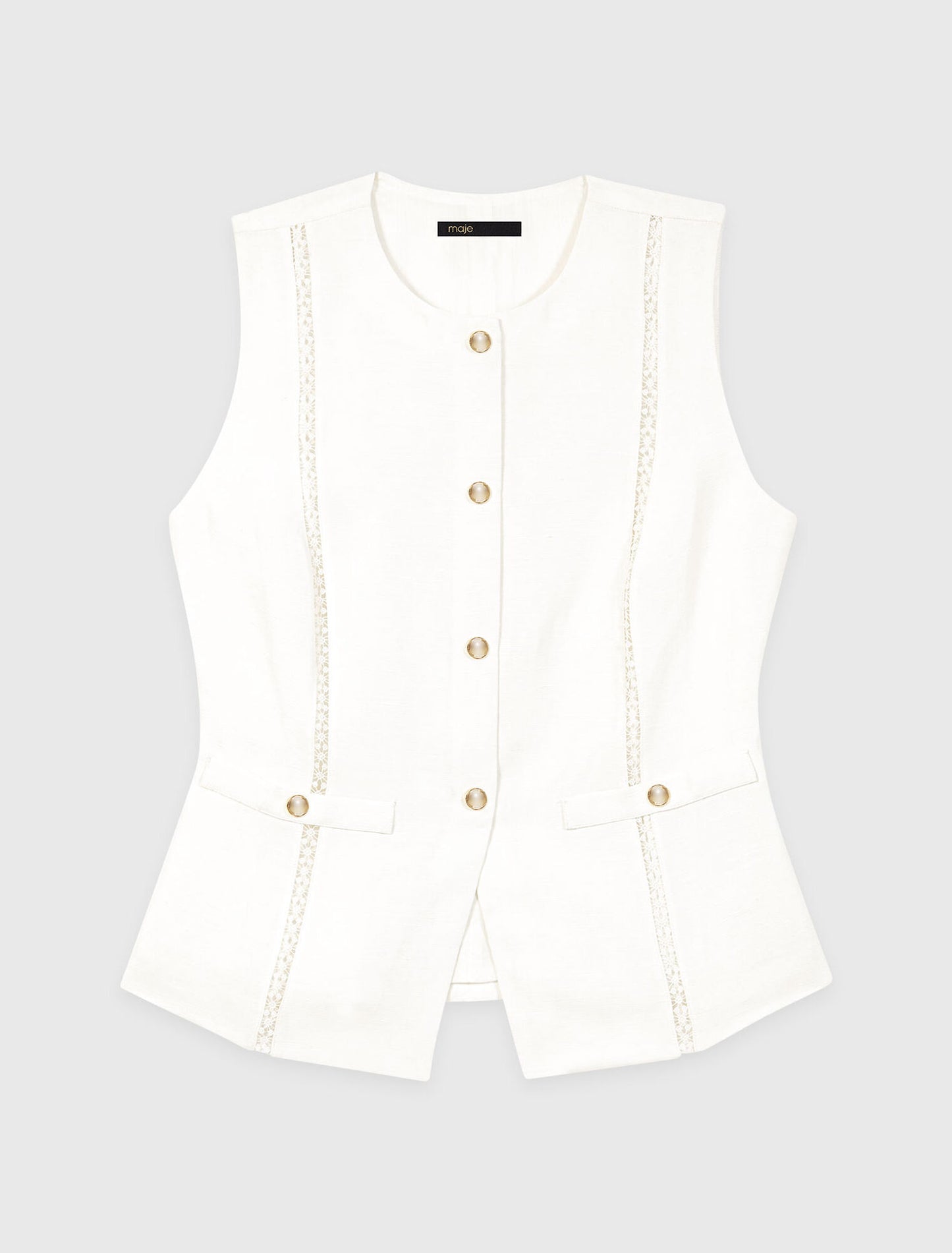 Embroidered Linen-Blend Jacket White