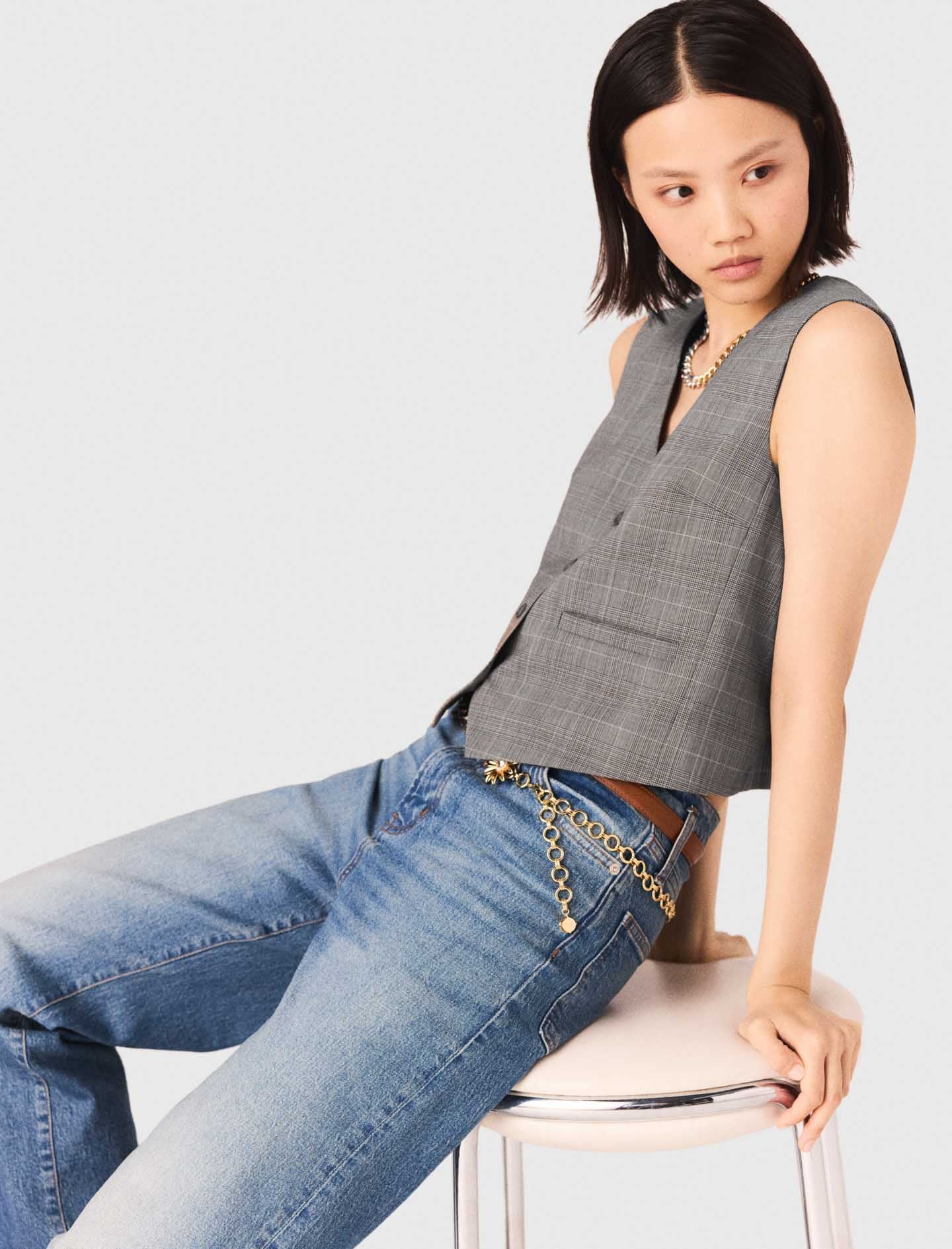 Checked Tailored Jacket GREY