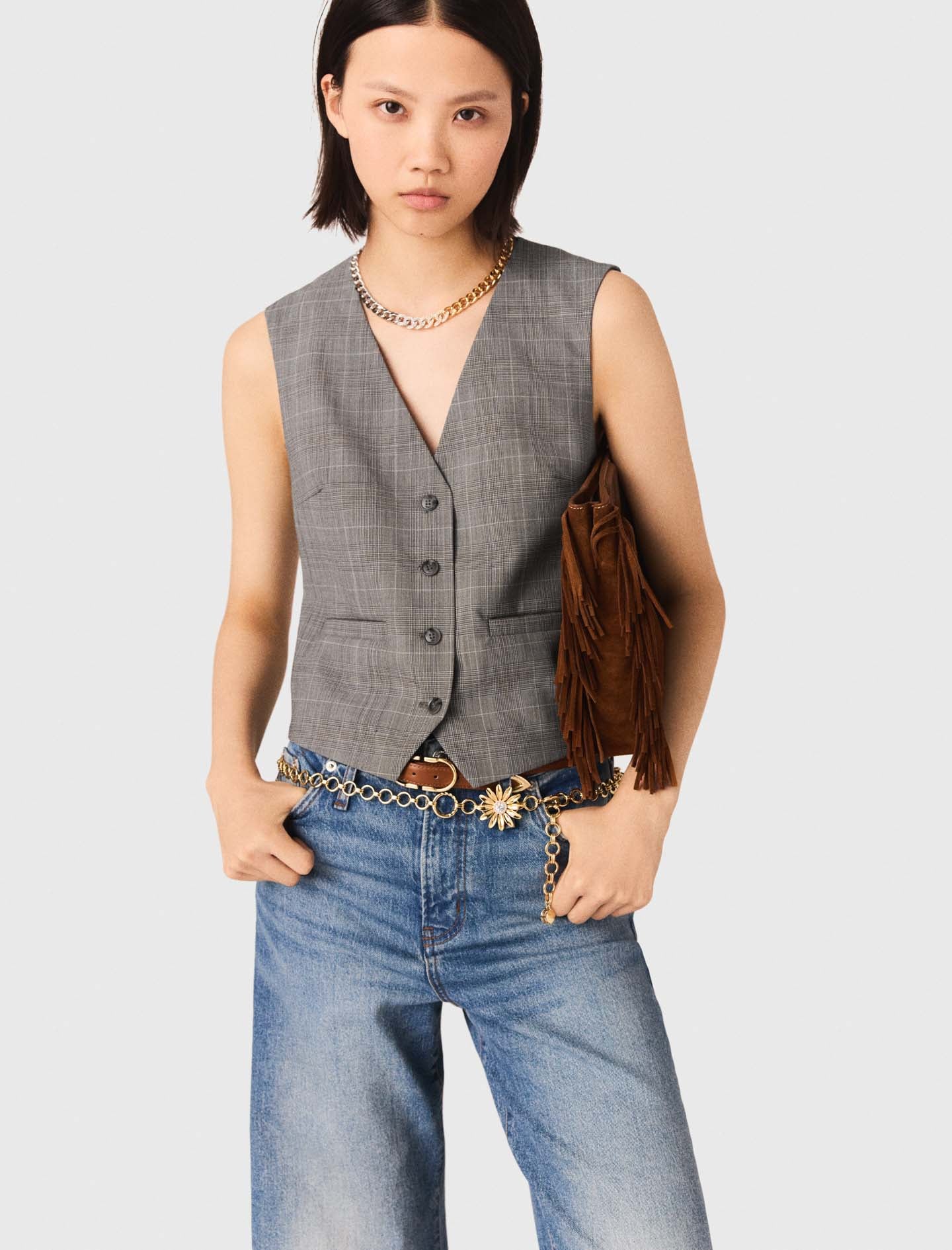 Checked Tailored Jacket GREY