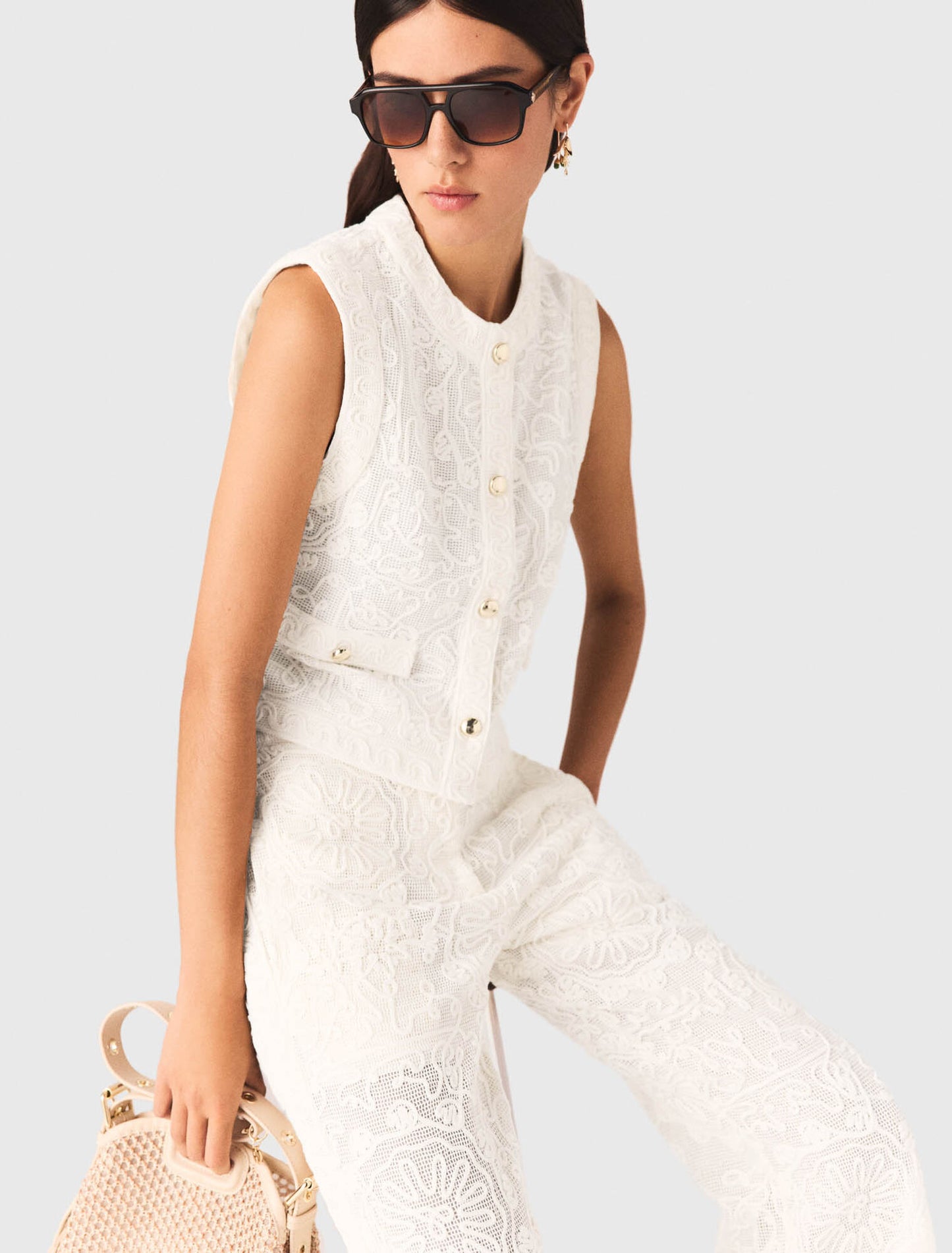 Guipure Lace Jacket Ecru