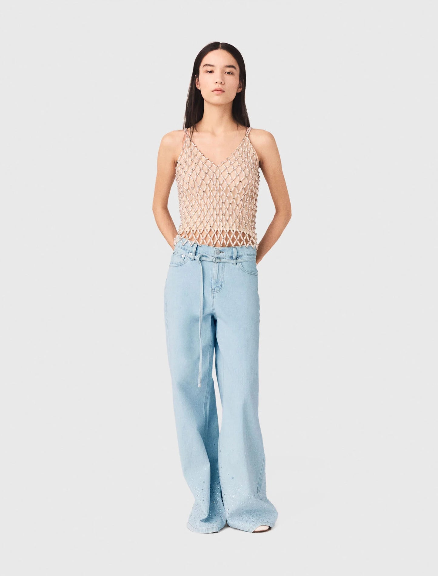 Beaded Top With Lining Ecru