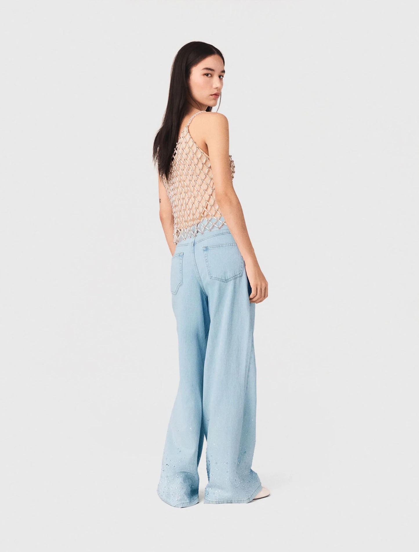 Beaded Top With Lining Ecru
