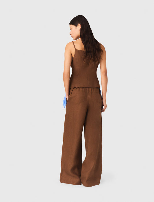Linen Blend Top Brown