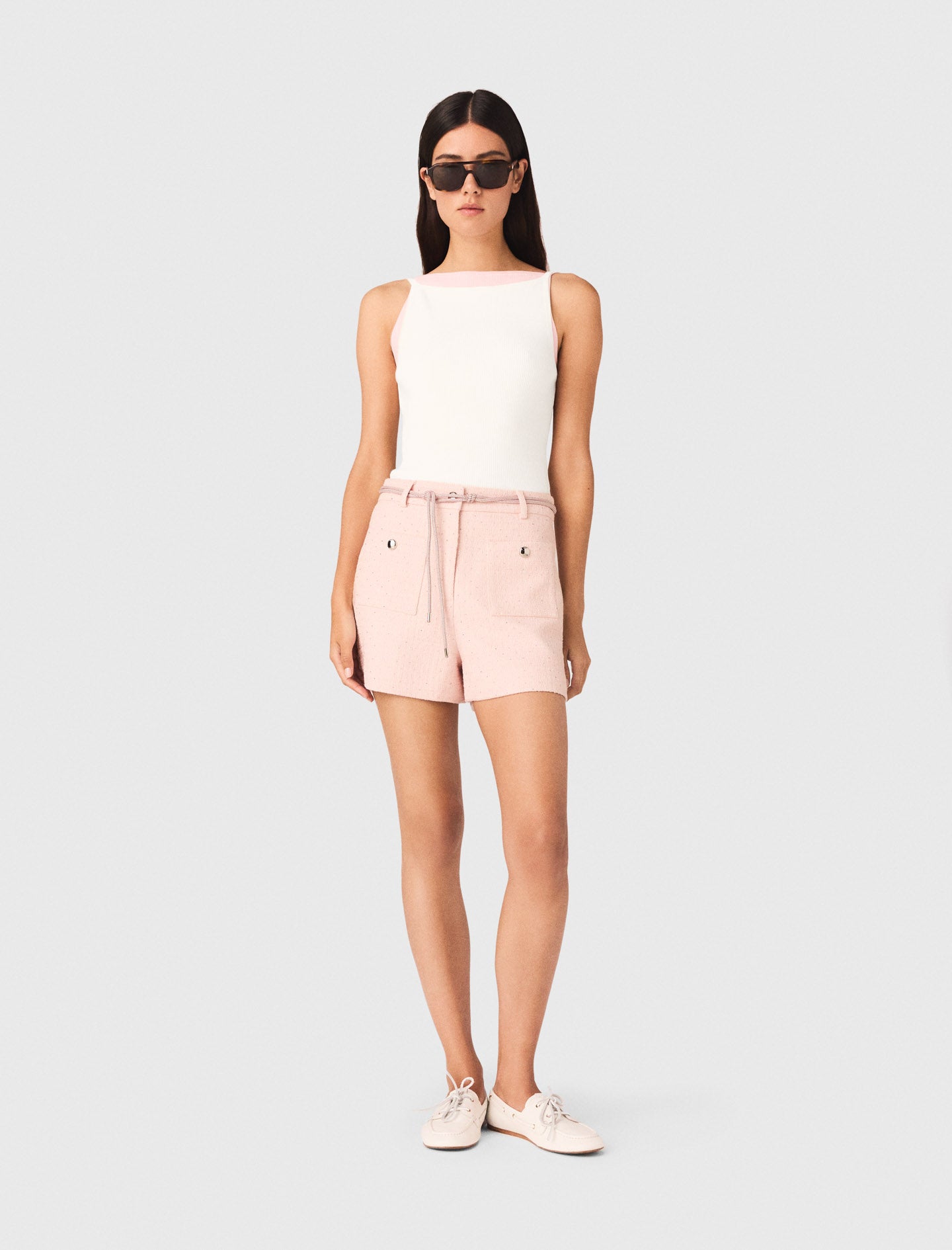 High Straight-Neck Top White