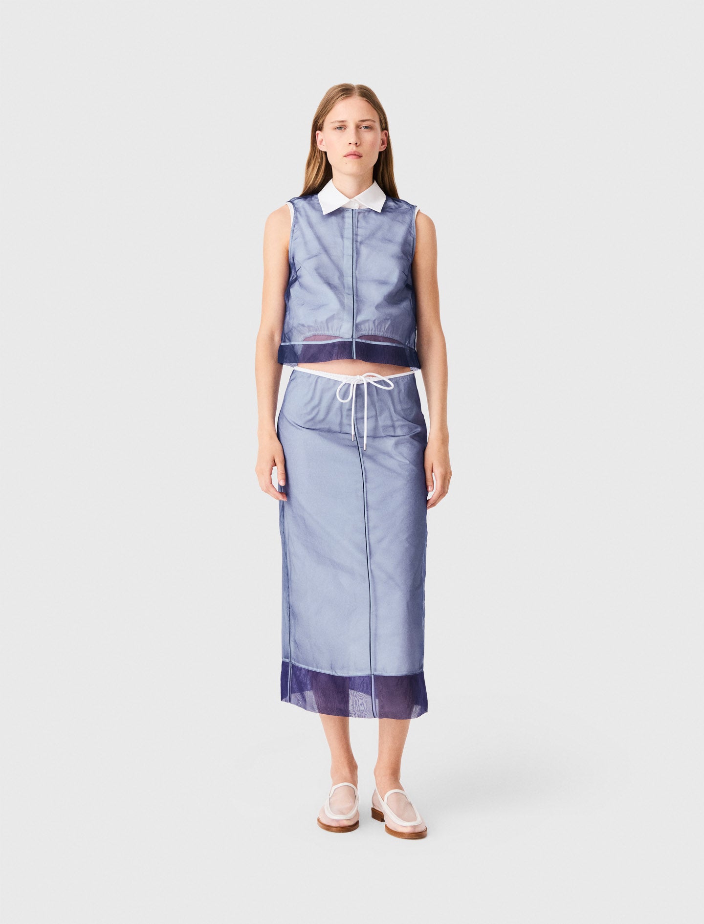 Cotton top with removable organza Blue