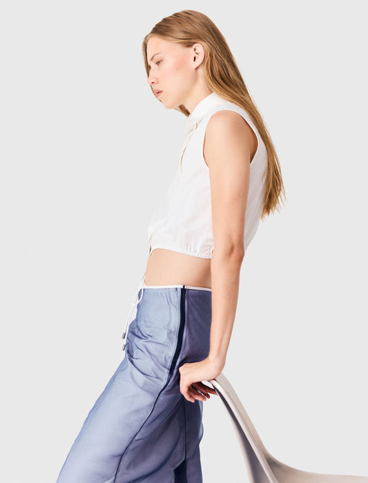 Cotton top with removable organza Blue