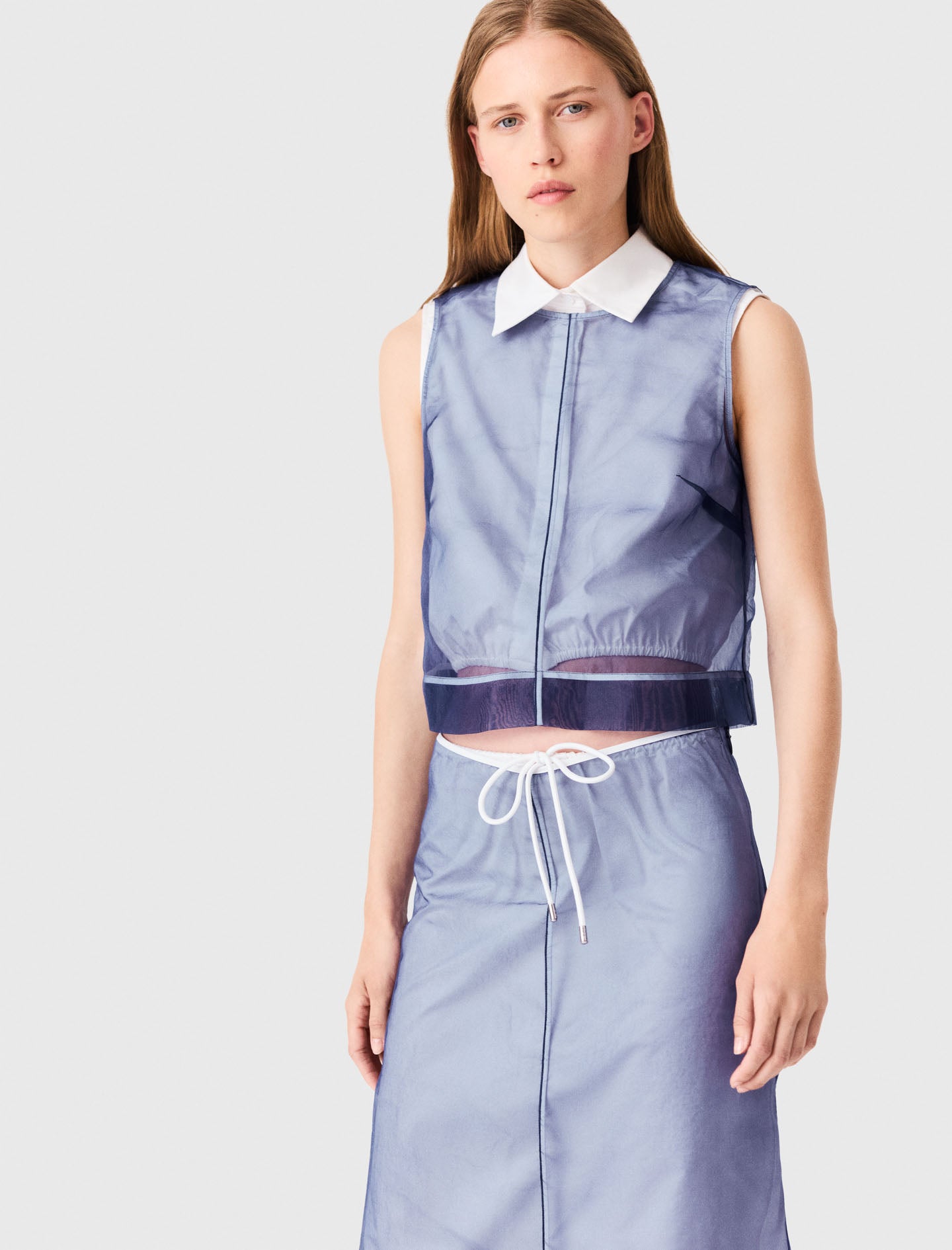 Cotton top with removable organza Blue