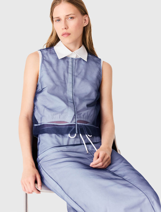 Cotton top with removable organza Blue
