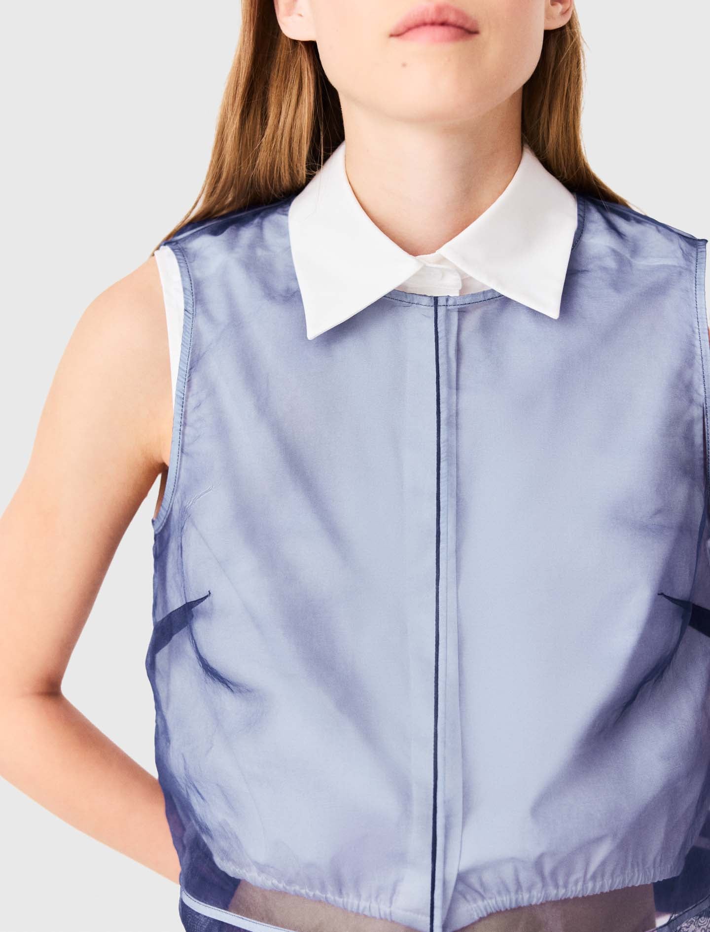 Cotton top with removable organza Blue