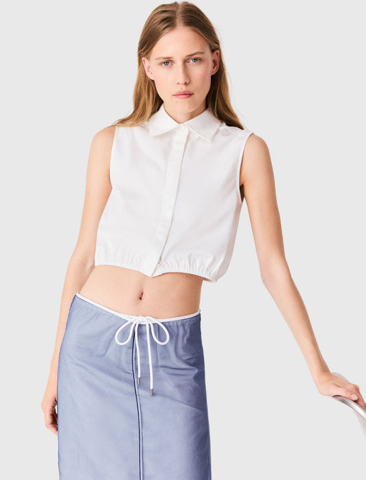 Cotton top with removable organza Blue