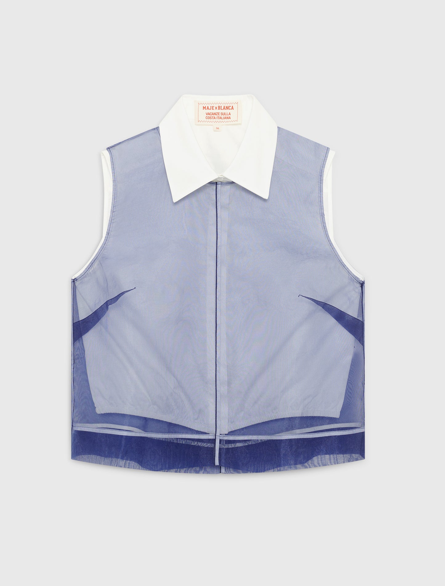 Cotton top with removable organza Blue