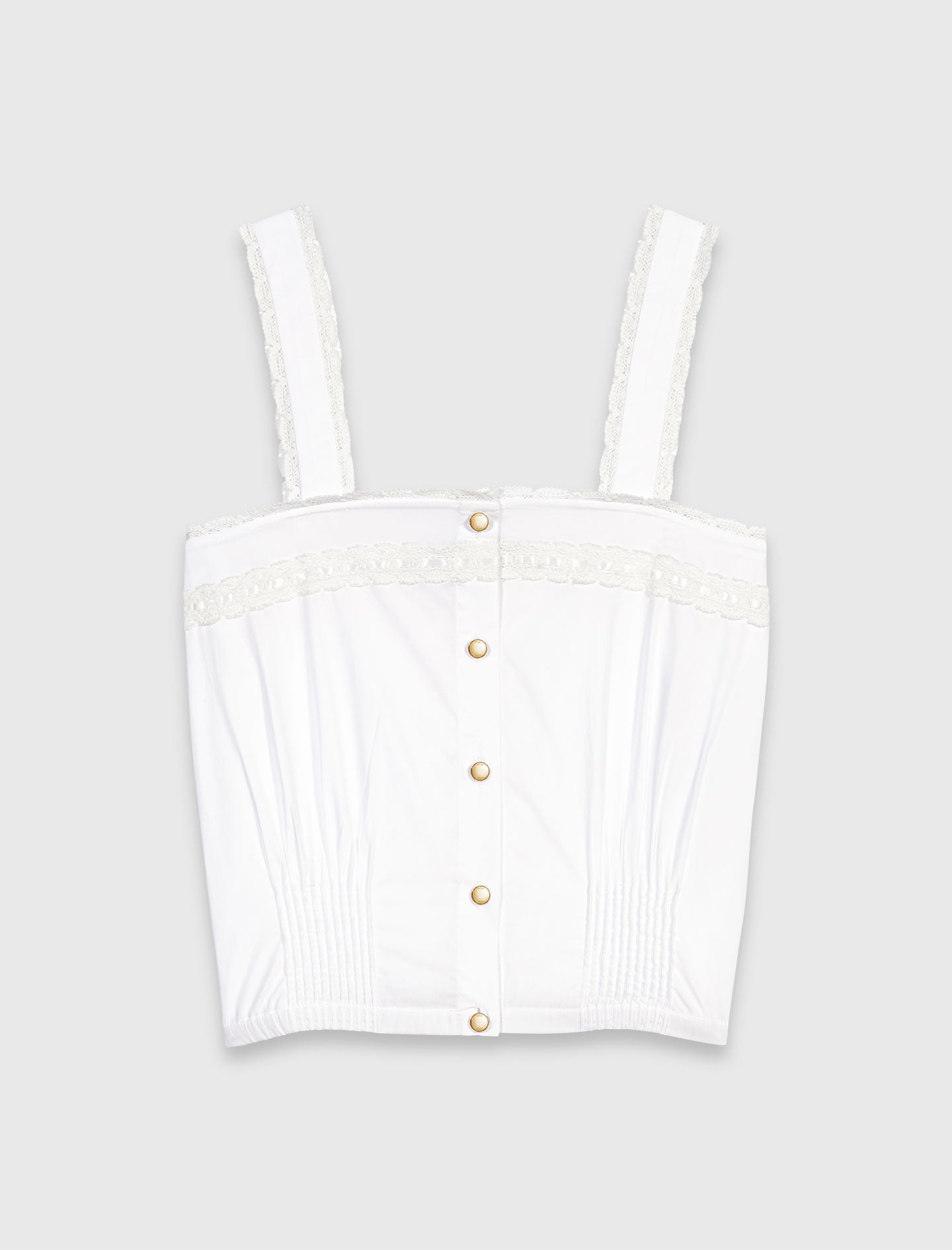 Crop top with lace trim White