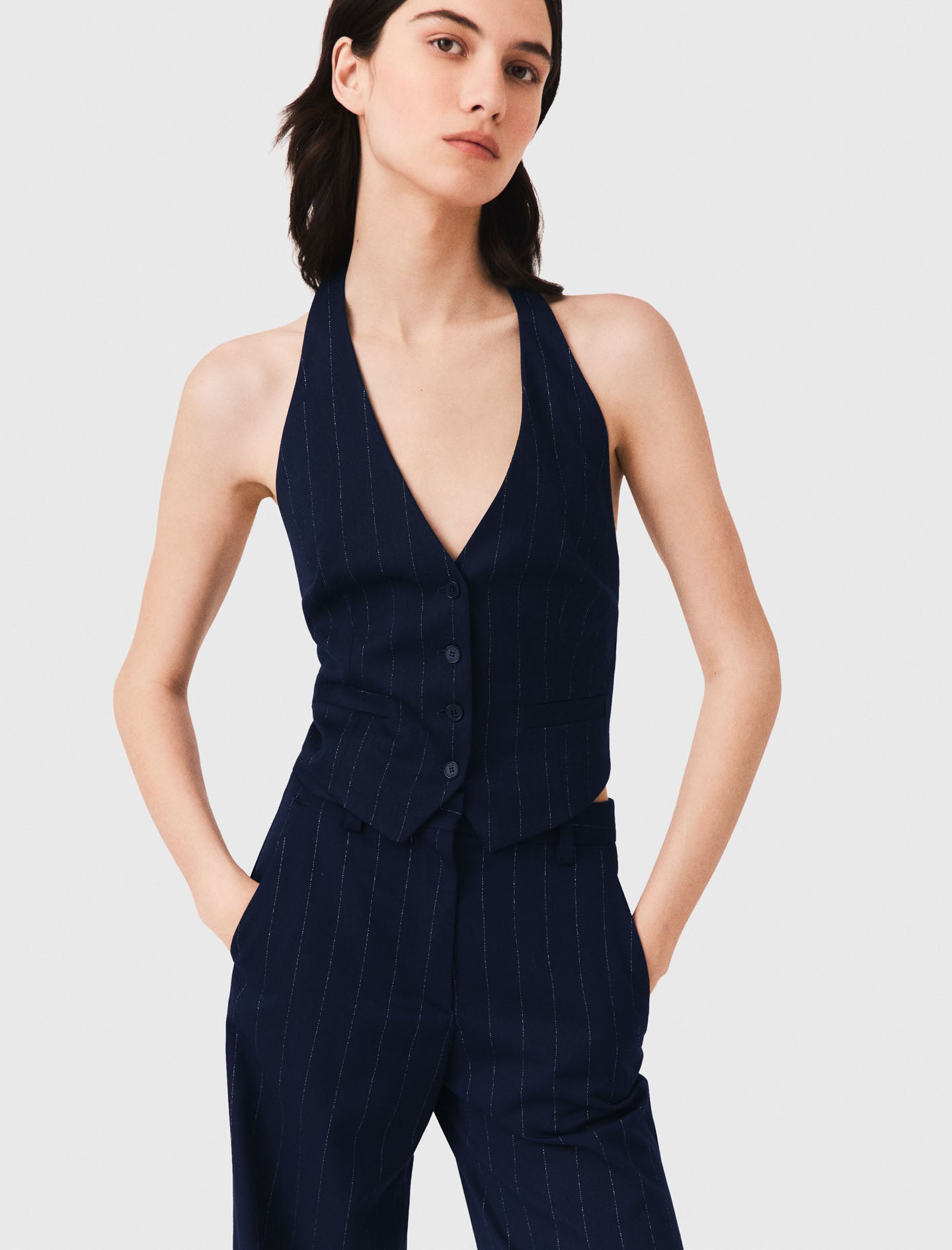 Tailored backless top Navy