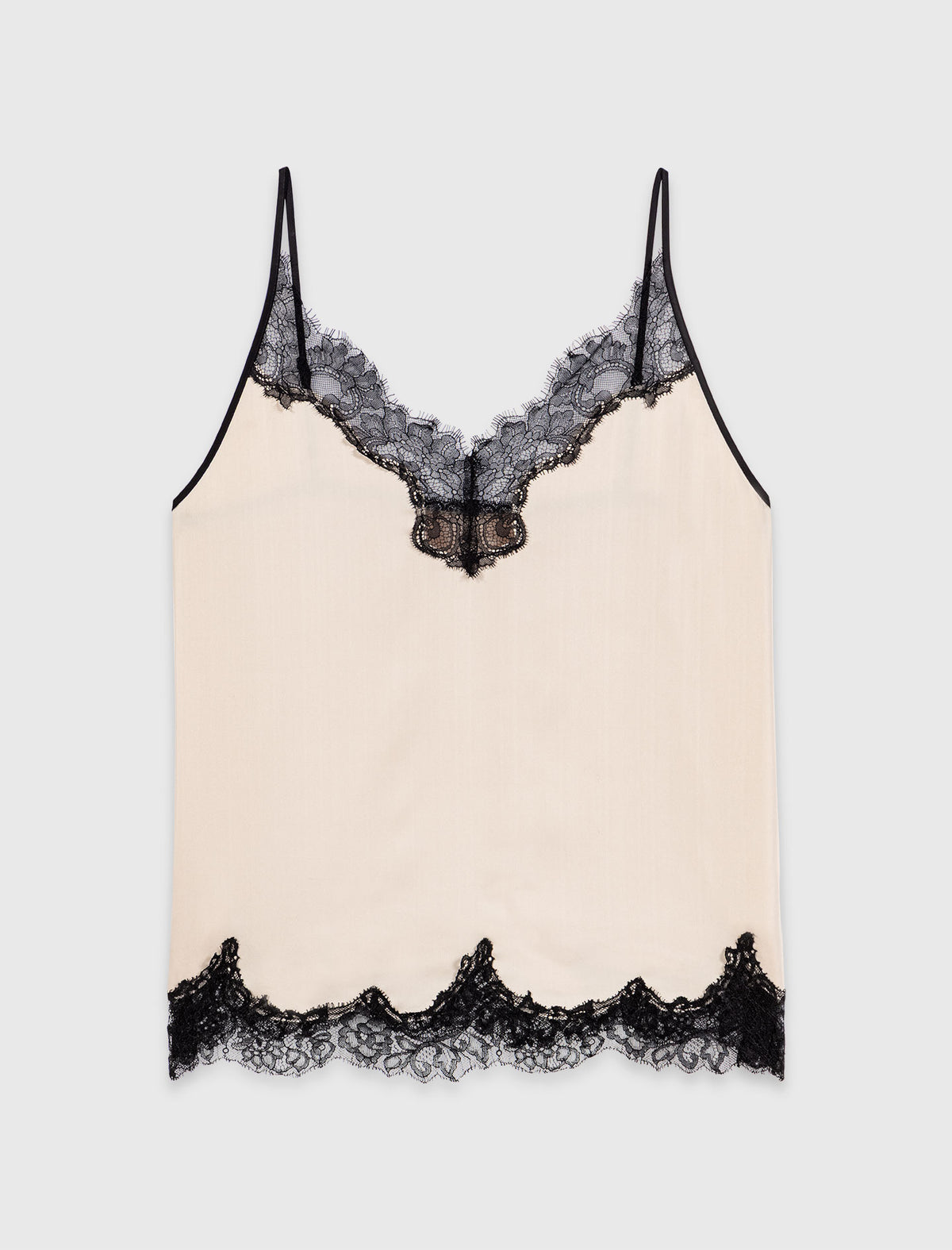 Satin top with lace details Beige