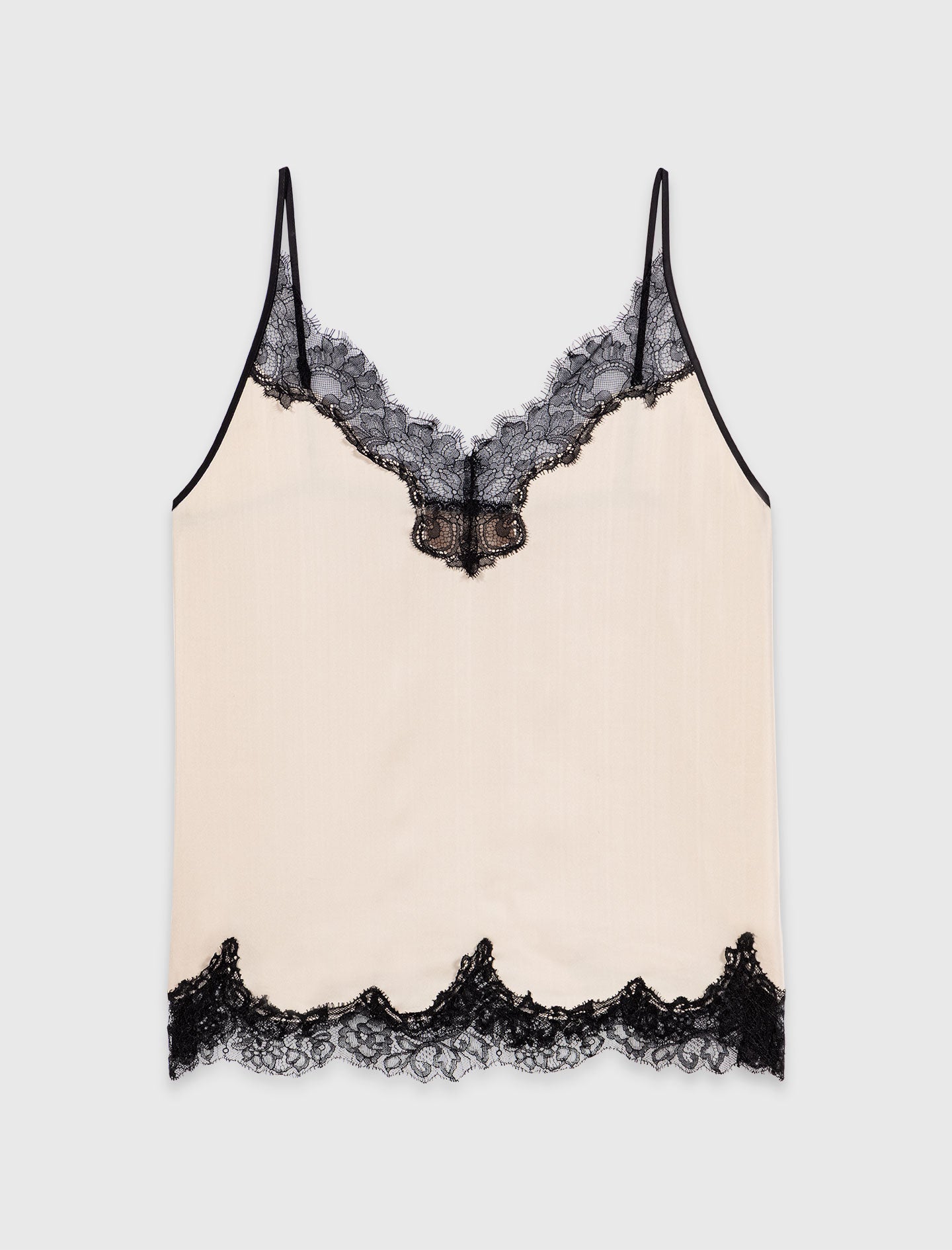 Satin top with lace details Beige