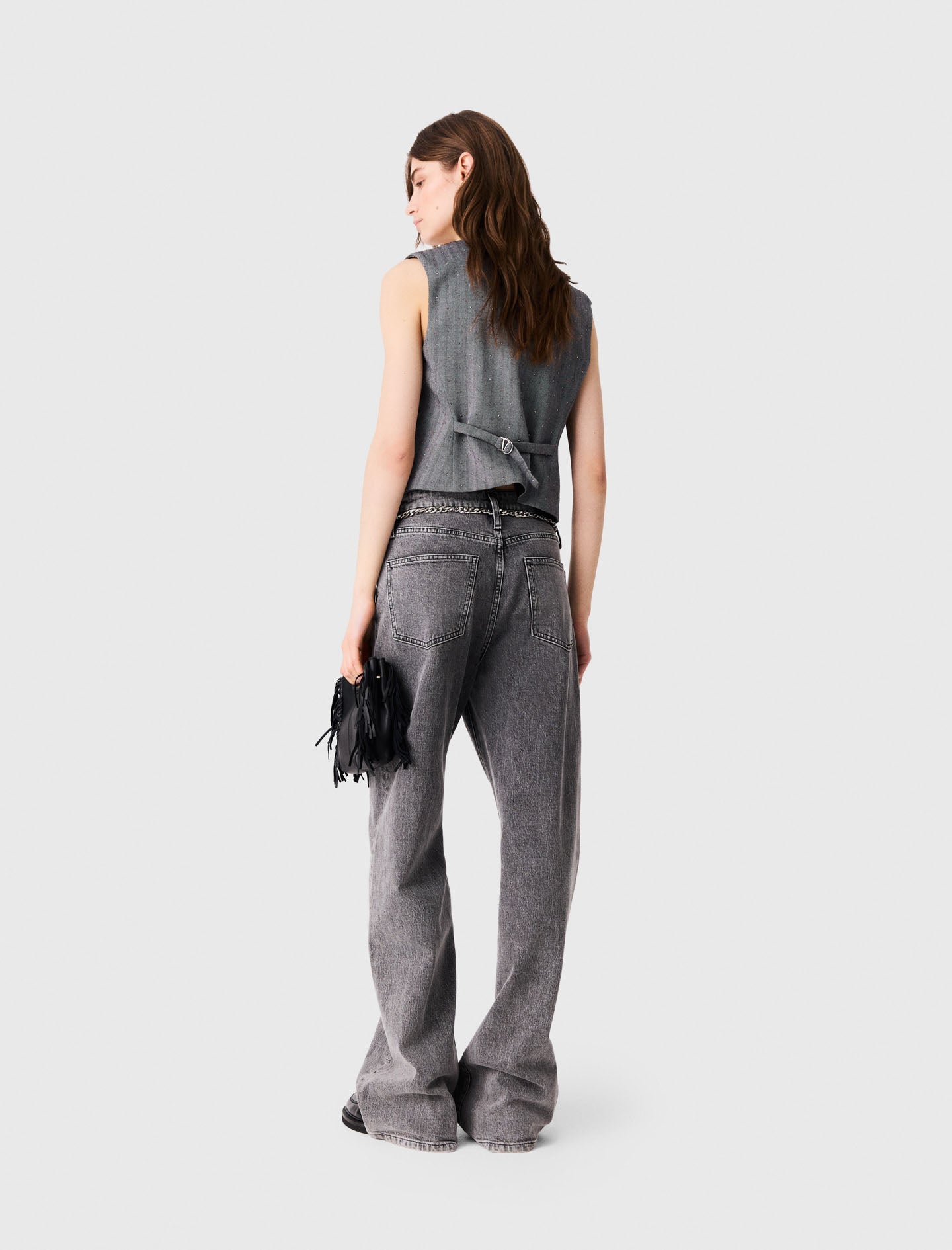 Tailored rhinestone jacket Grey