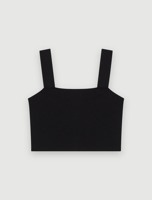 Knitted crop top with straps Black