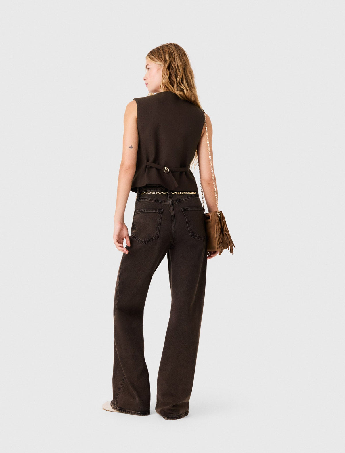 Rhinestone Tailored Jacket Brown