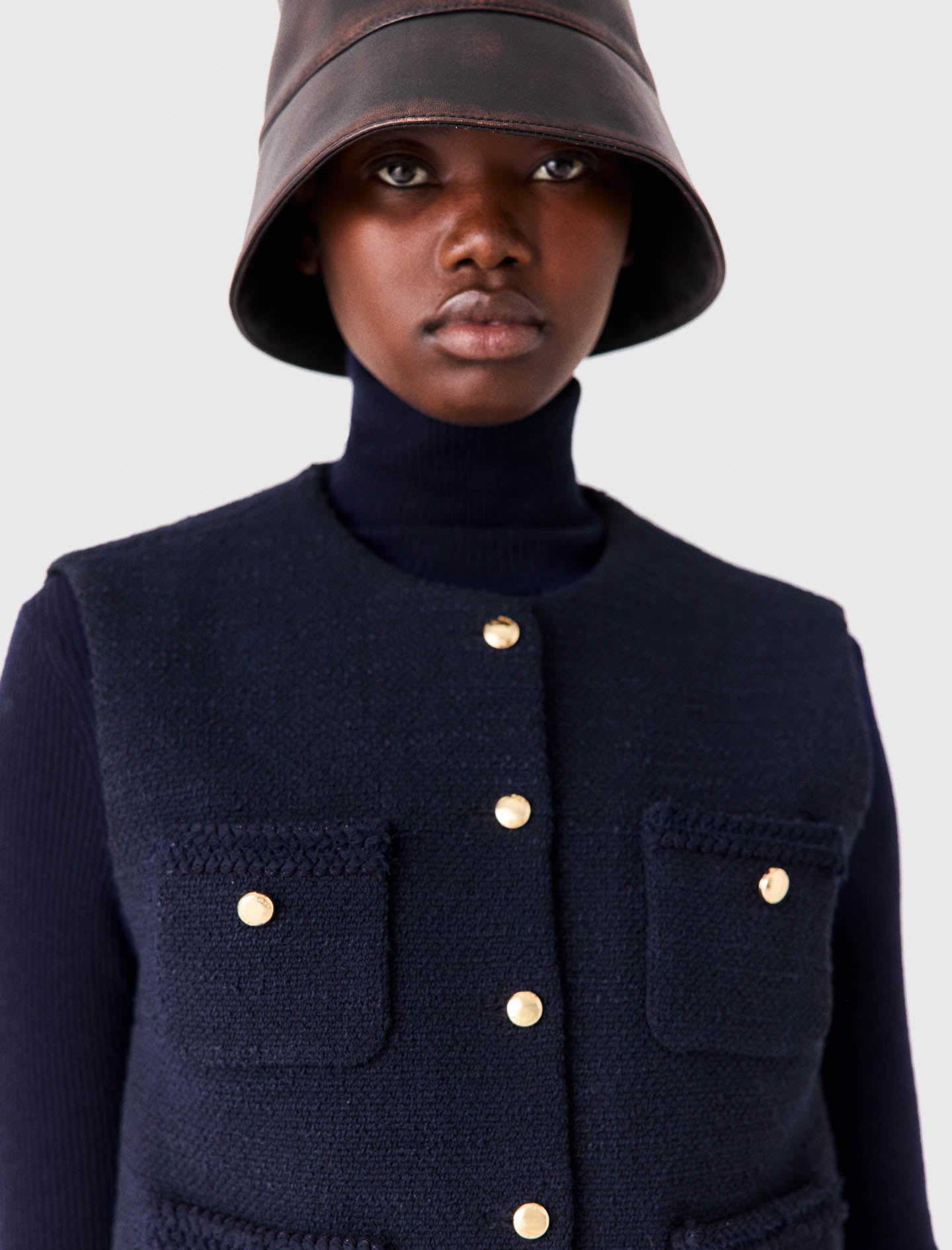 Sleeveless tweed jacket Navy