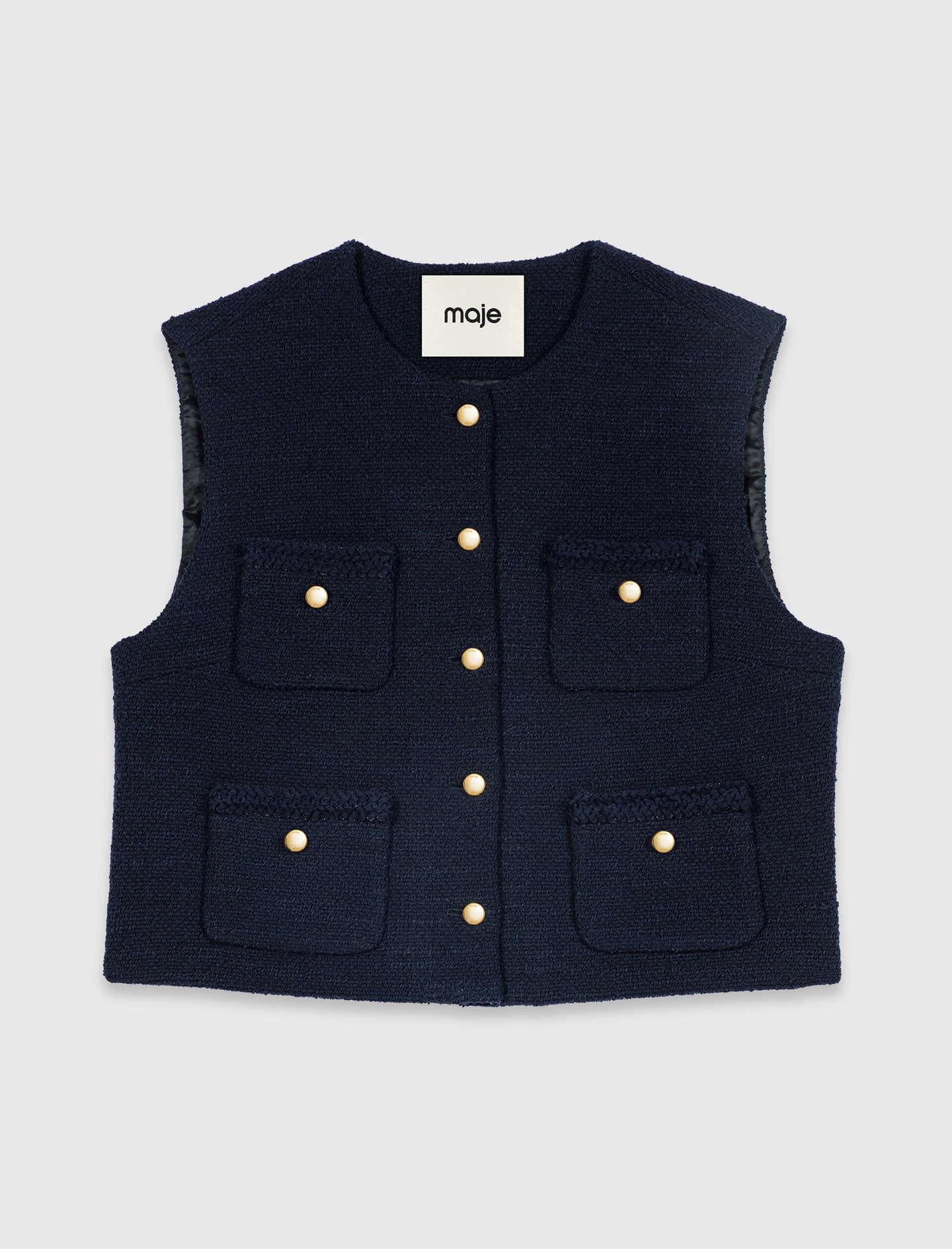 Sleeveless tweed jacket Navy