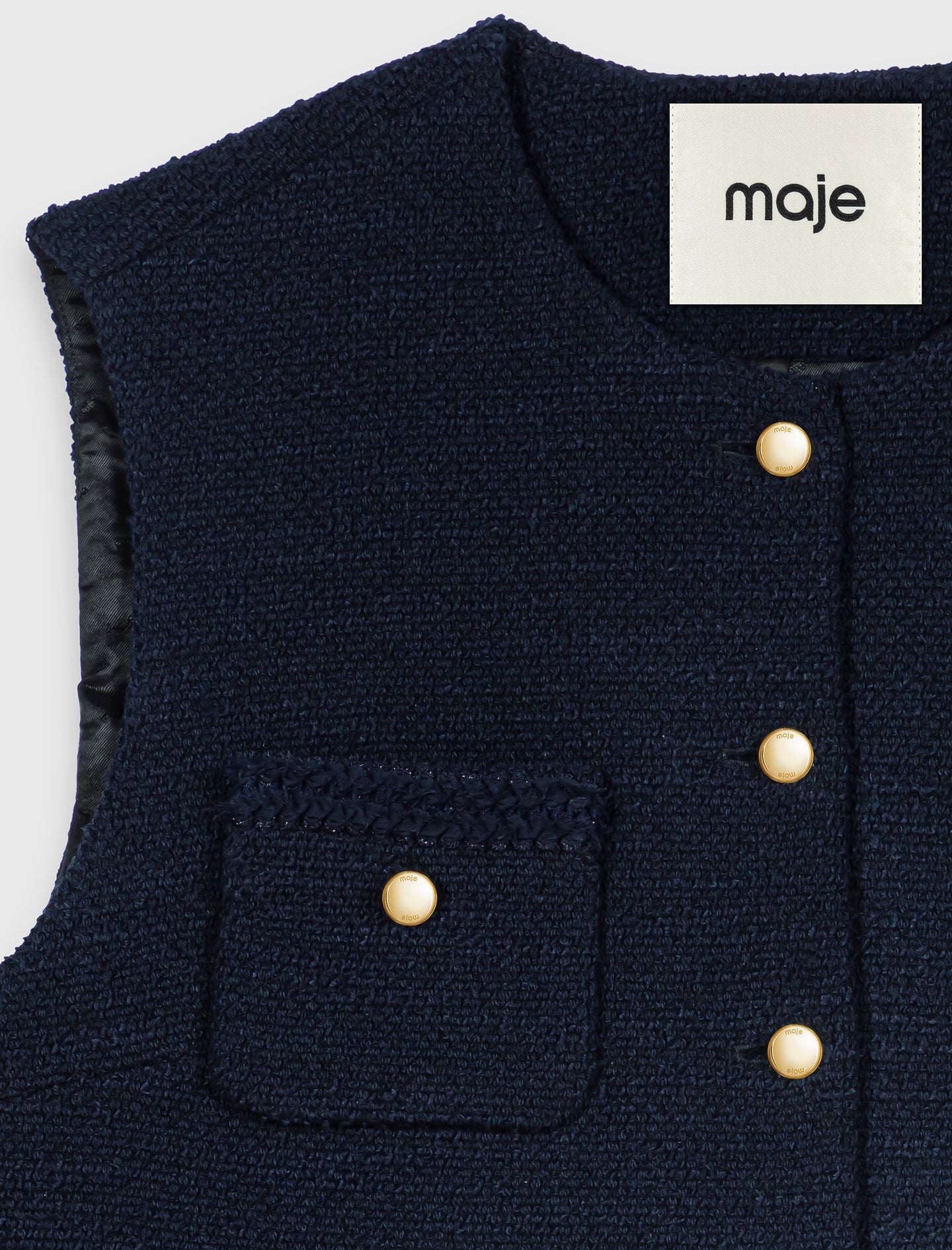 Sleeveless tweed jacket Navy