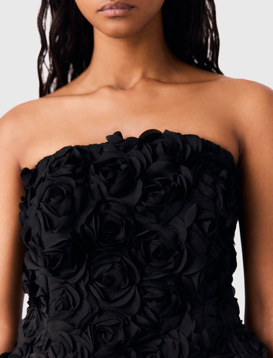 Flower-Embellished Top Black