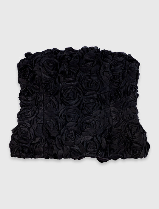 Flower-Embellished Top Black