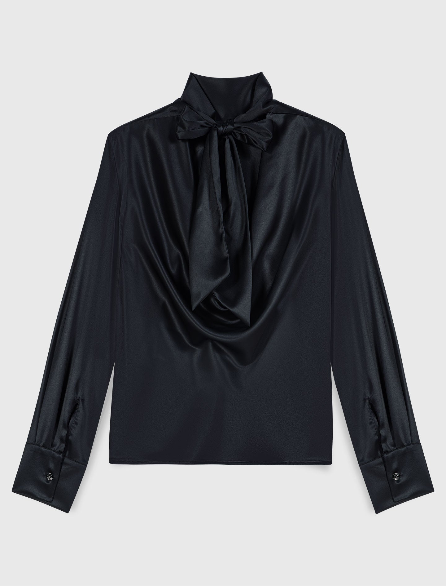 High-neck satin top Navy