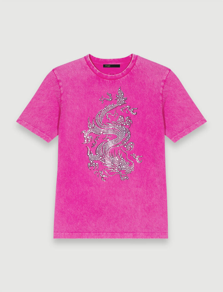 Fuchsia Pink-Rhinestone T-shirt