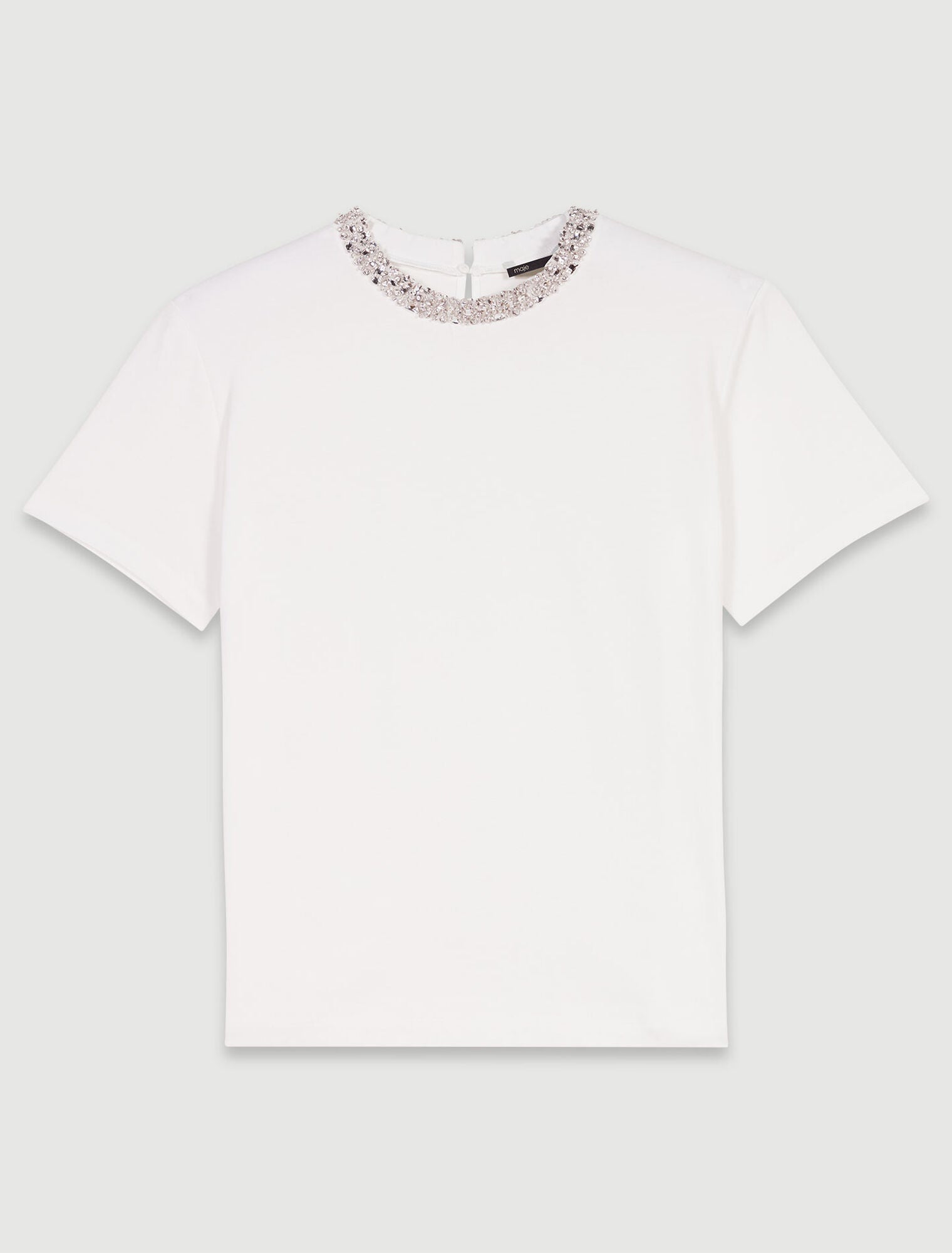 White  -T-Shirt With Jewellery Neck