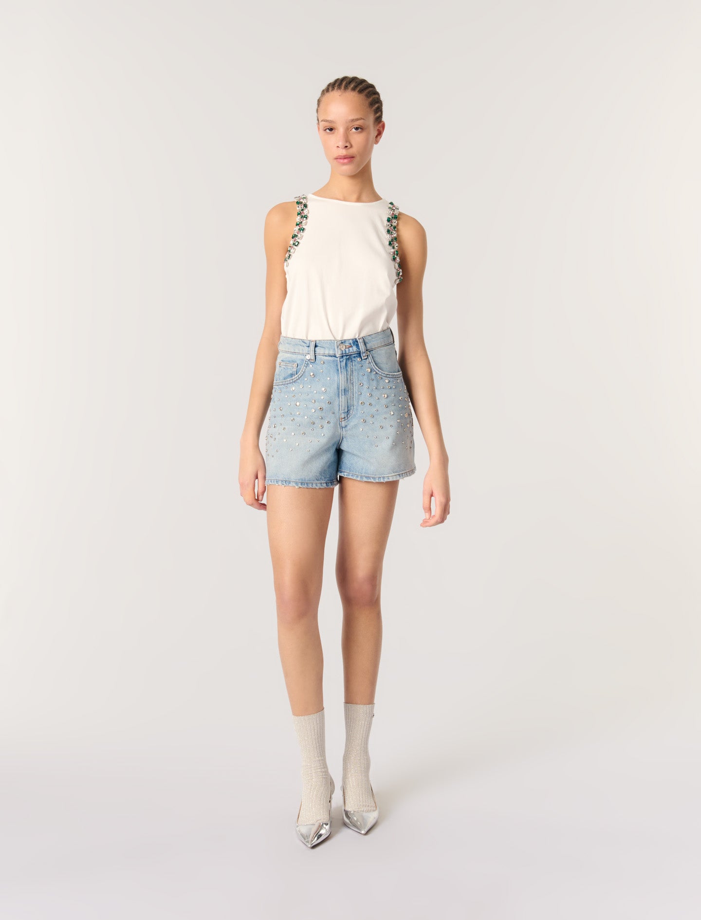 White-featured-Rhinestone vest top