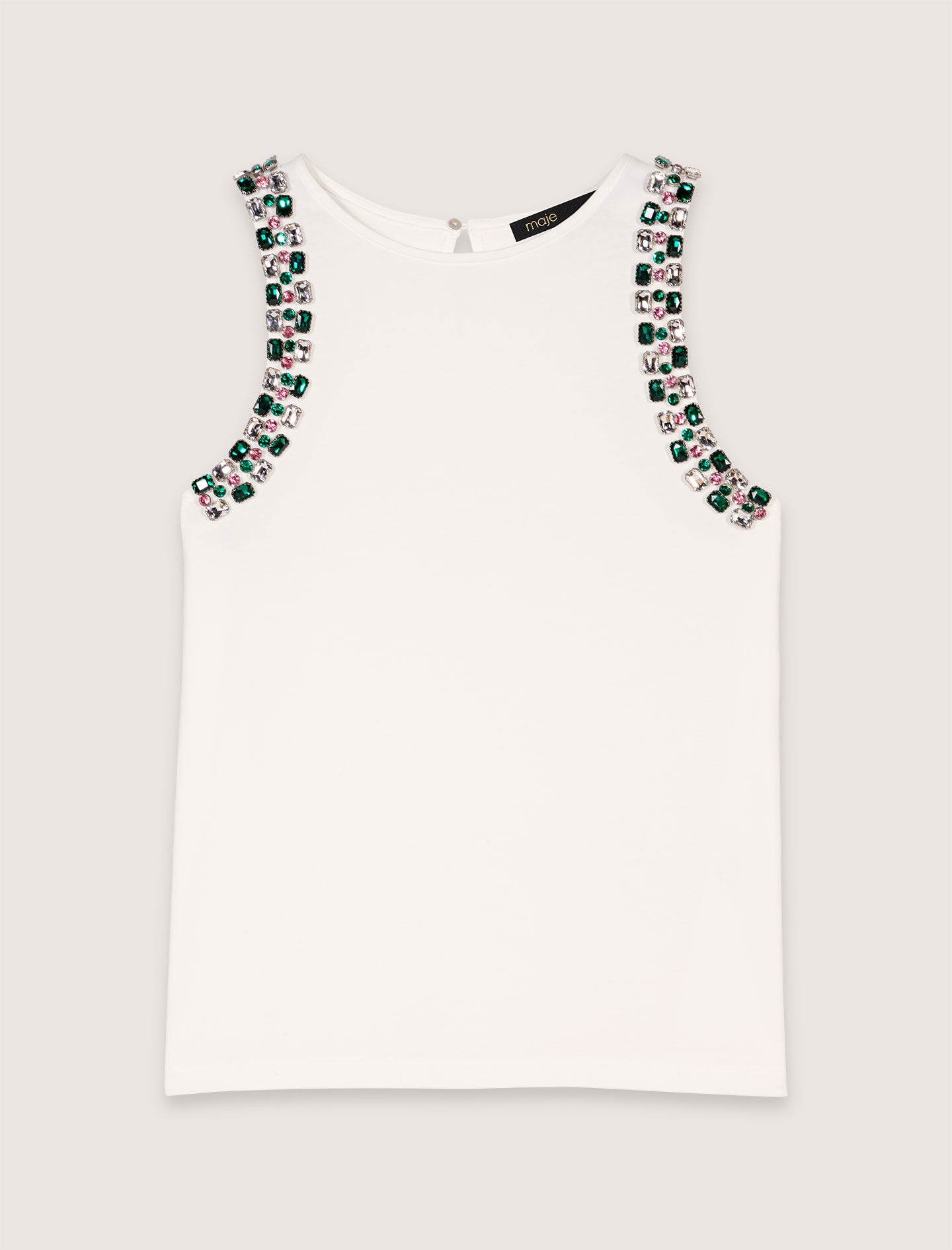 White-Rhinestone vest top