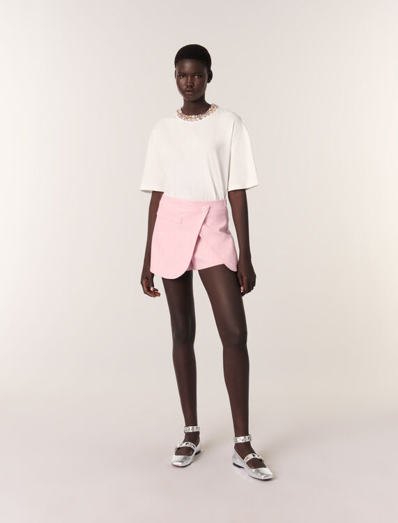 White-featured-Jewellery neck T-shirt