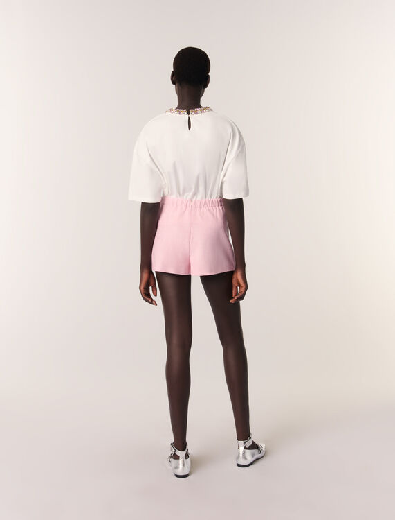 White-Jewellery neck T-shirt