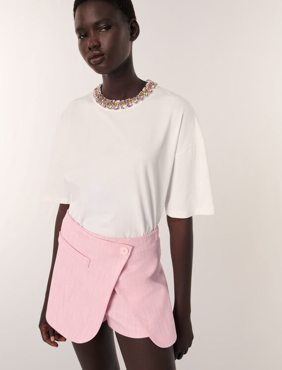 White-Jewellery neck T-shirt