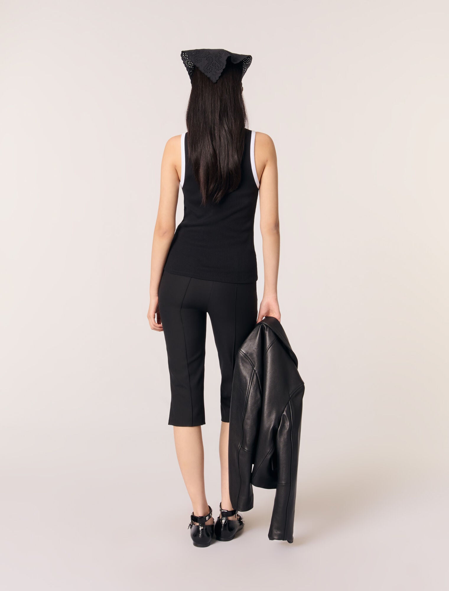 Black / White-Ribbed Vest Top