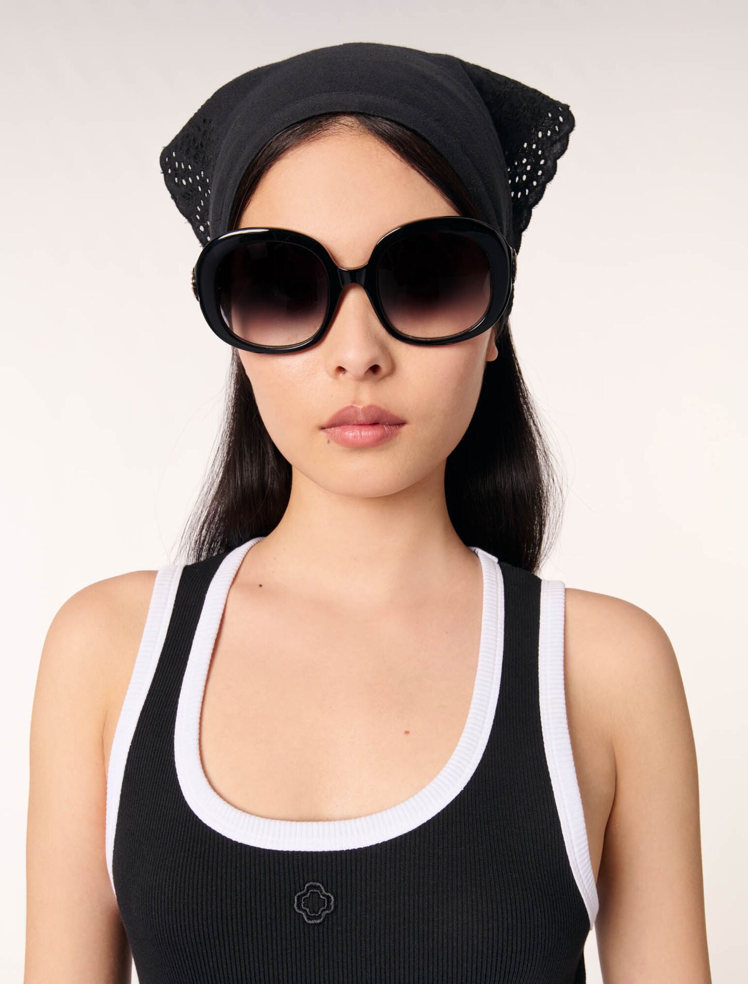 Black / White-Ribbed Vest Top