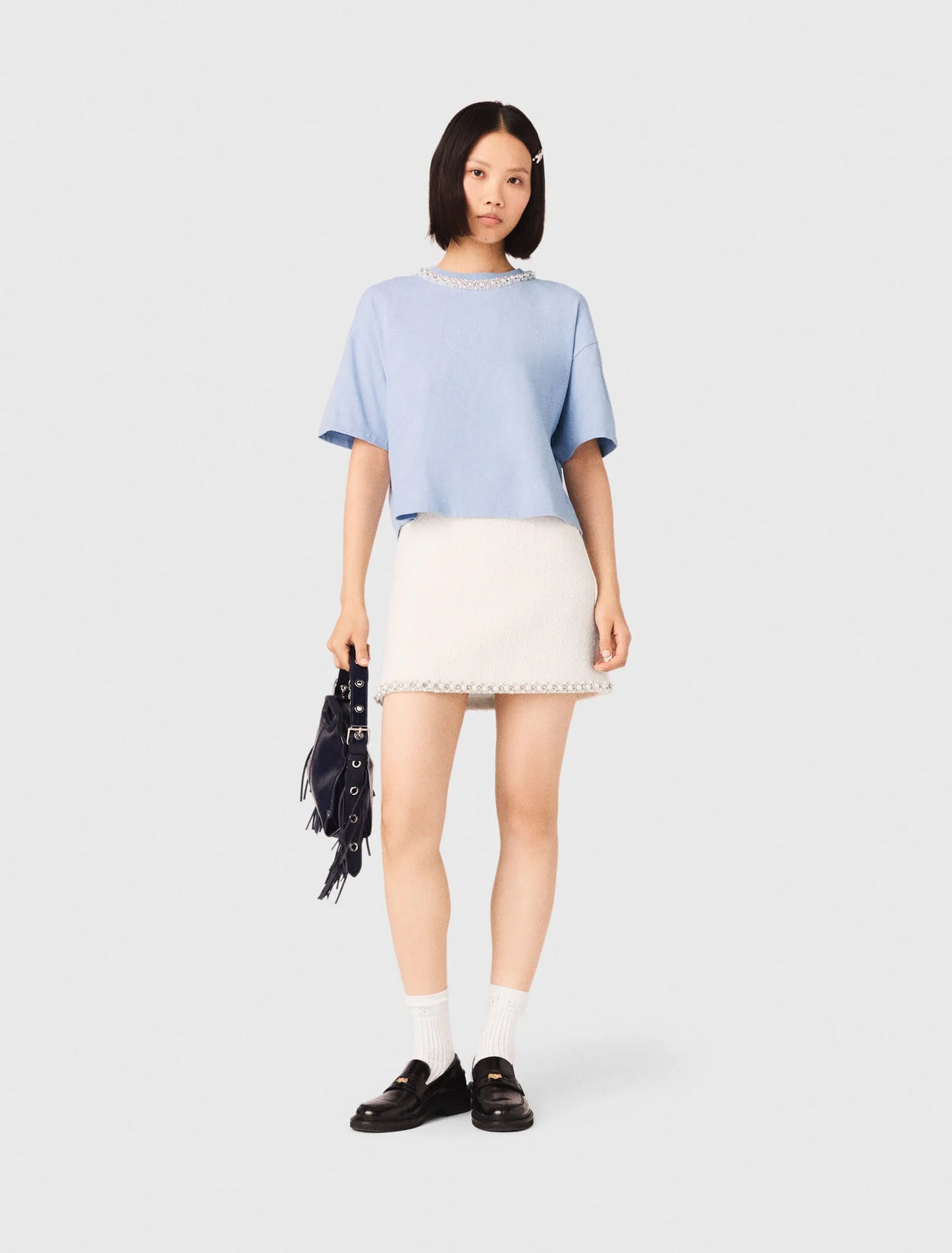 Jewellery Neck T-Shirt Blue Sky