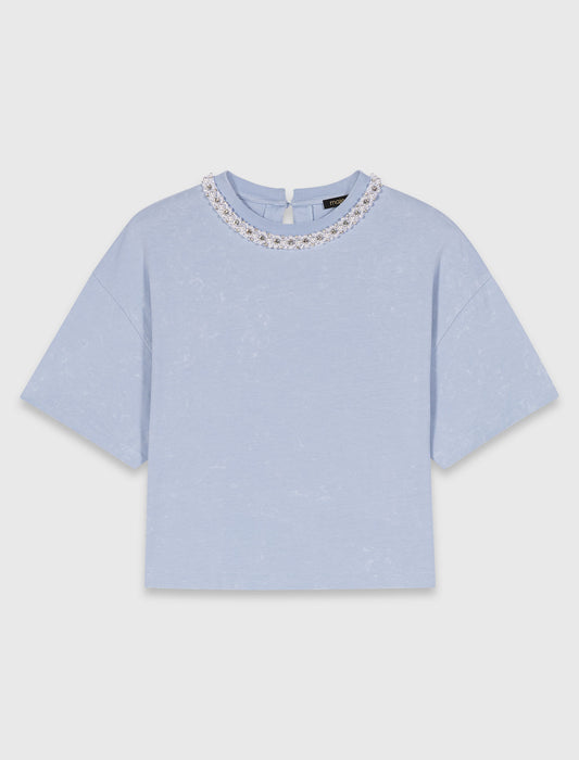 Jewellery Neck T-Shirt Blue Sky