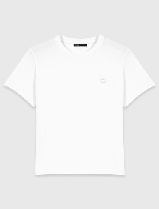 T-Shirt With Small Embroidered Logo White