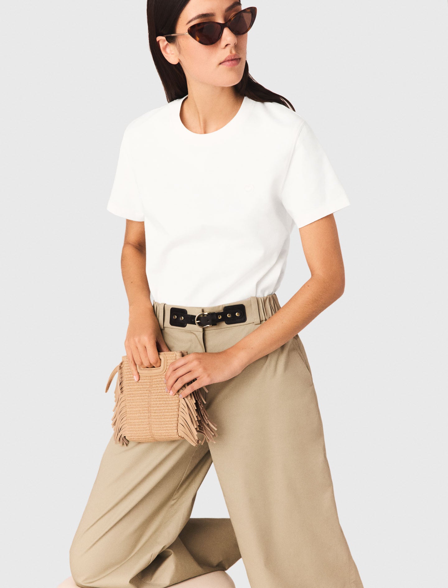 T-Shirt With Small Embroidered Logo White