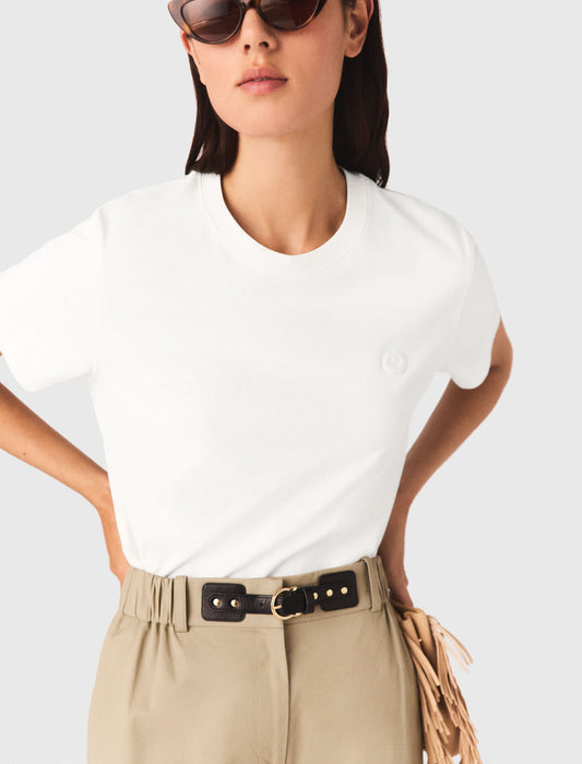 T-Shirt With Small Embroidered Logo White