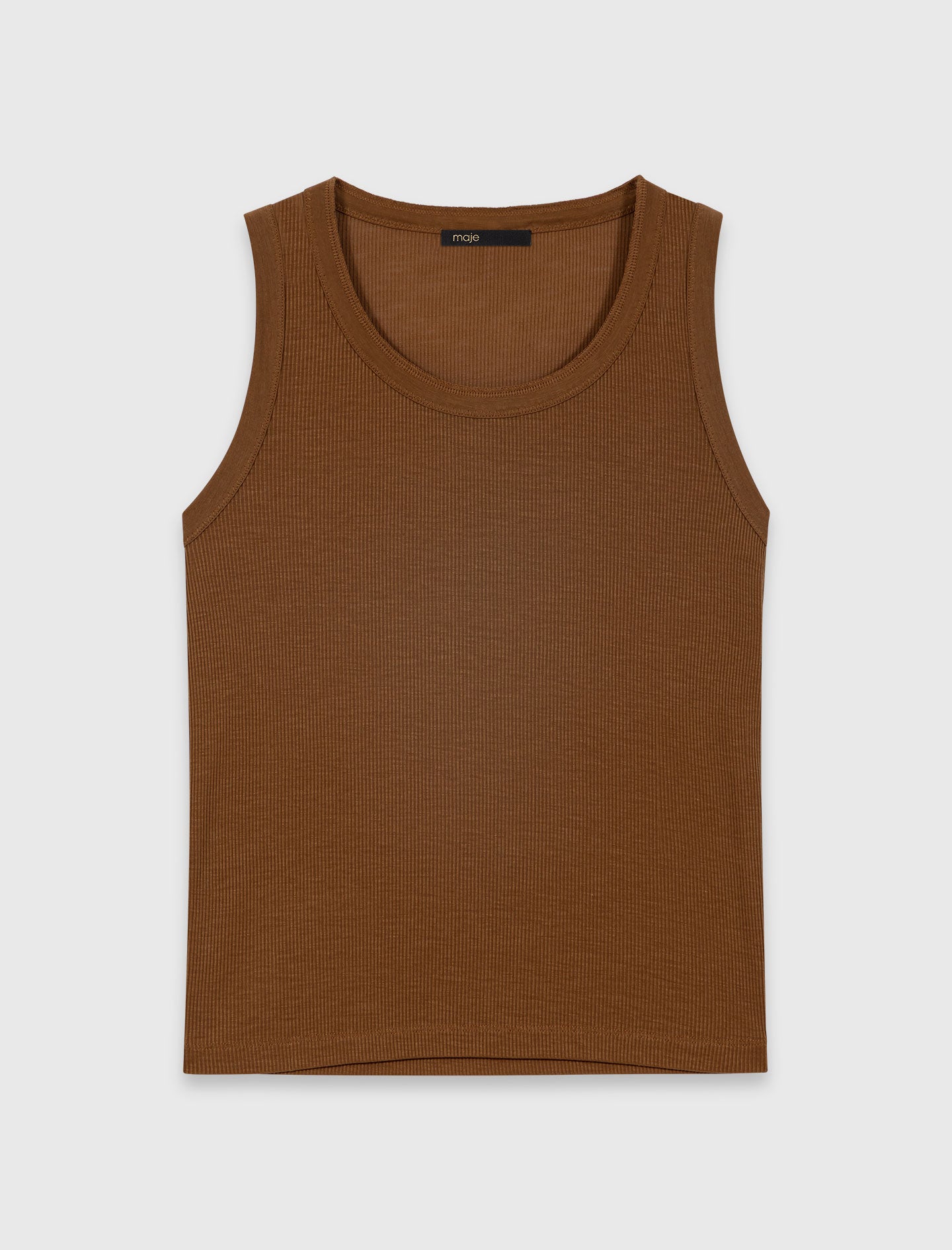 Rib Knit Vest Top Brown
