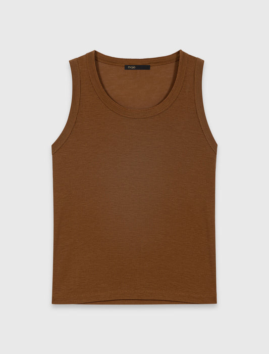 Rib Knit Vest Top Brown