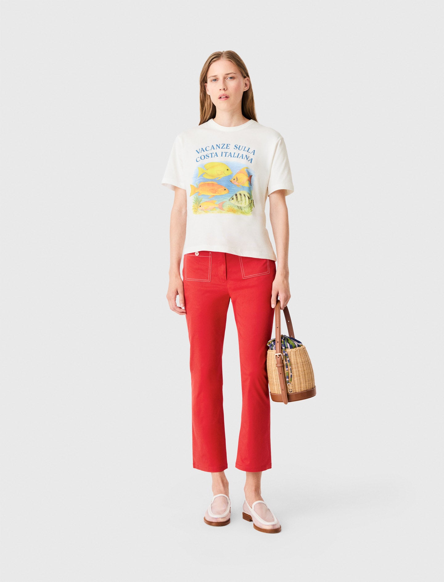T-shirt with fish print White