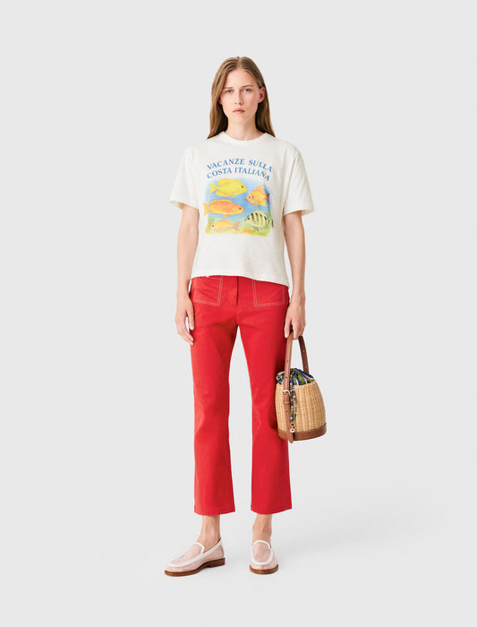 T-shirt with fish print White