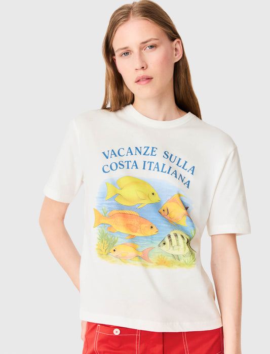 T-shirt with fish print White