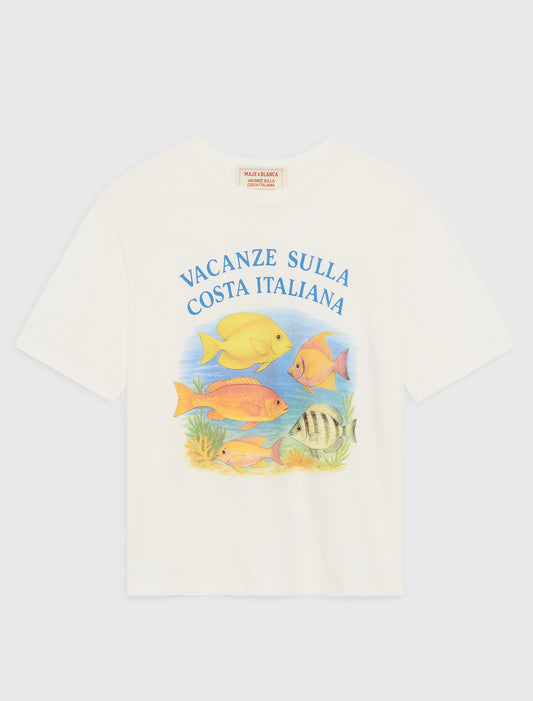 T-shirt with fish print White