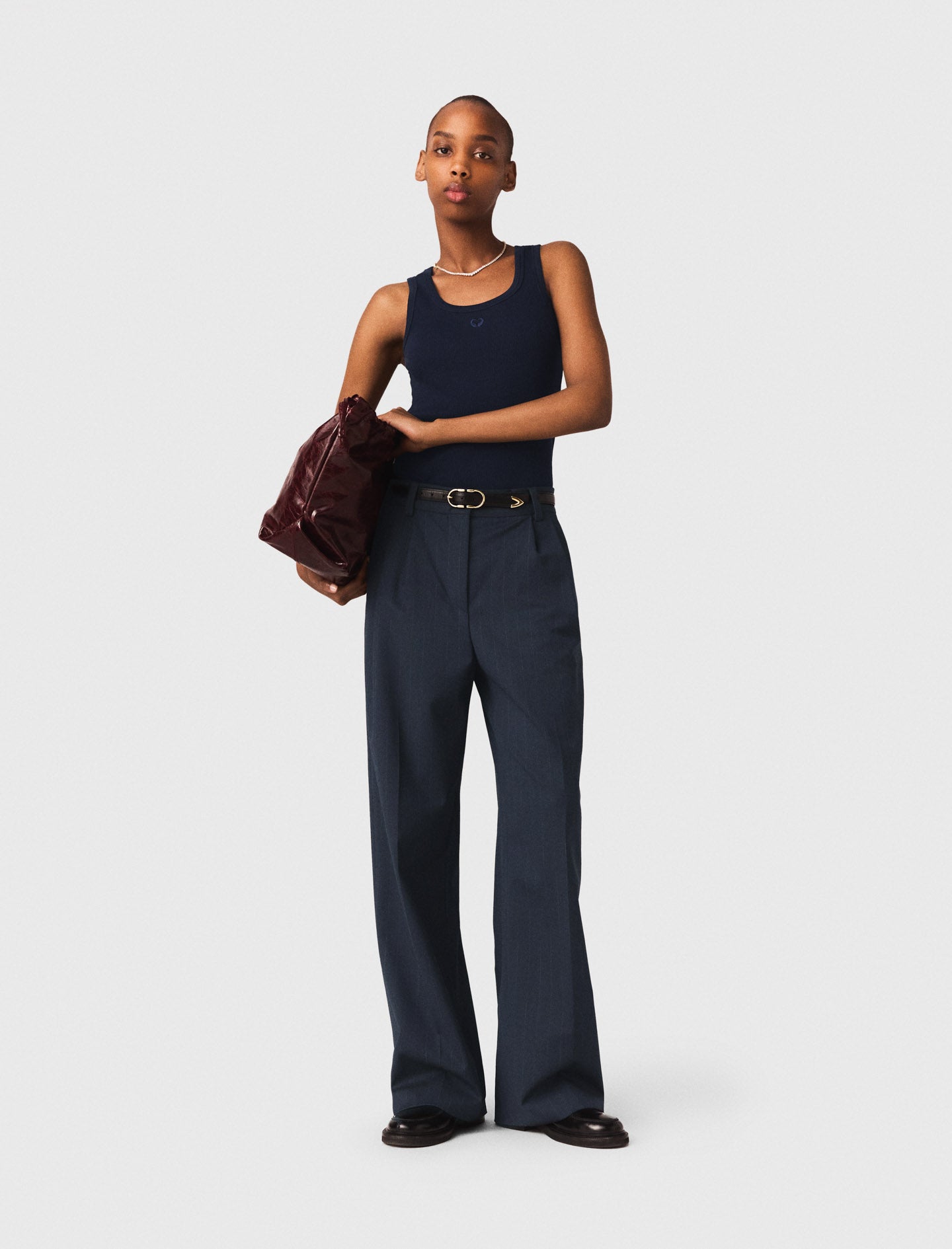 Rib Knit Tank Top NAVY