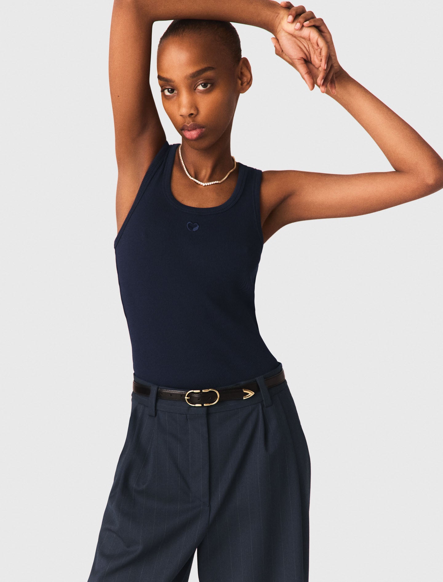 Rib Knit Tank Top NAVY